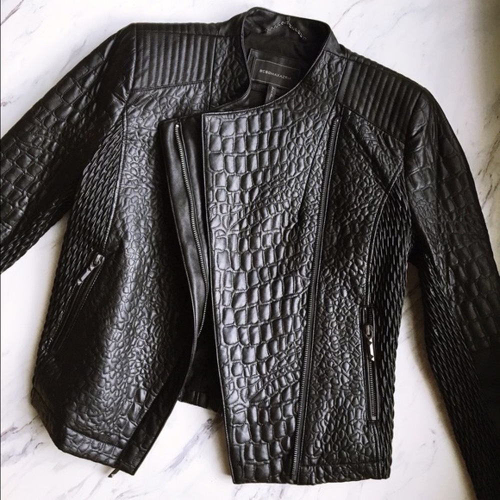 BCBG Olivia Textured Moto Jacket
